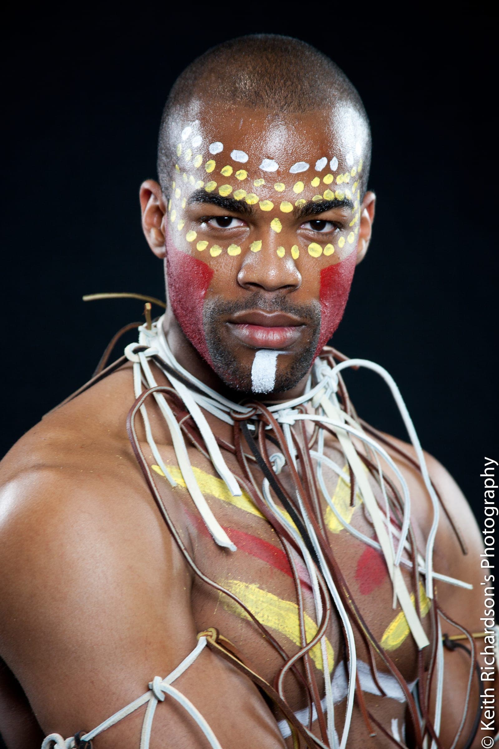 Tribal-inspired body art editorial portrait